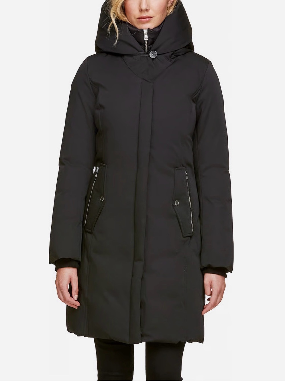 Soia & Kyo Black Hooded Ski Puffer Coat